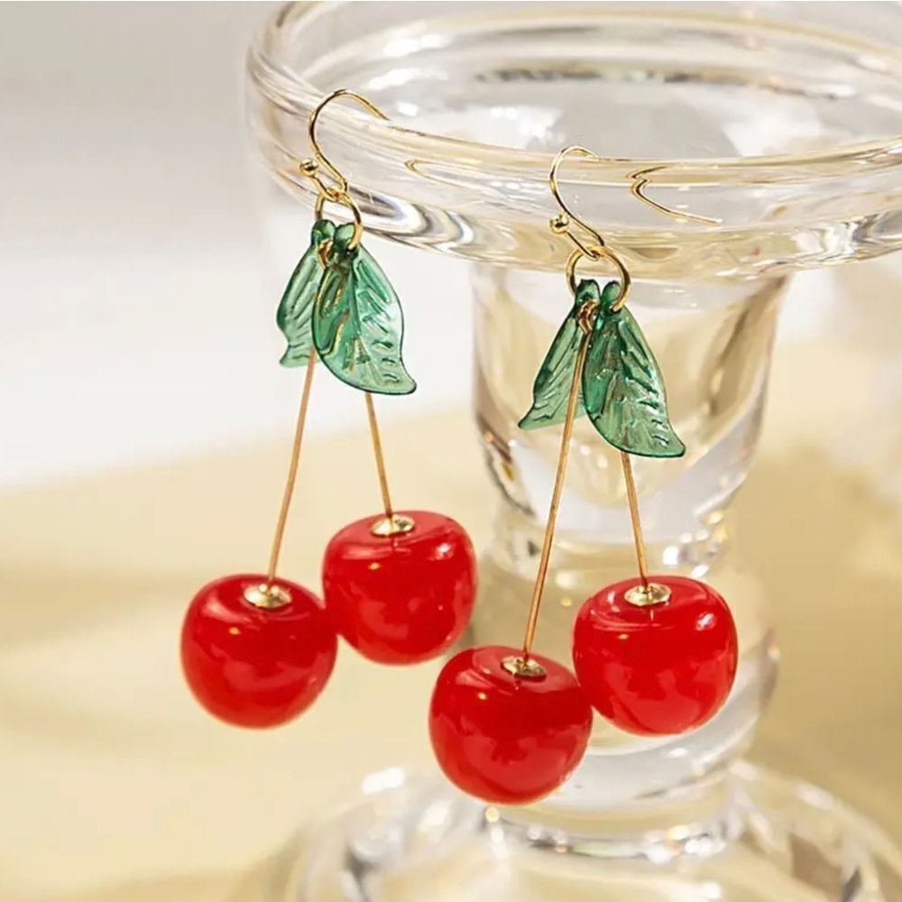Red Cherry Dangle Earrings